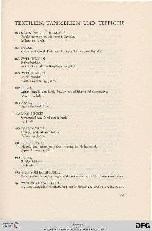 Textilien, Tapisserien und Teppiche (Nr. 483-511)