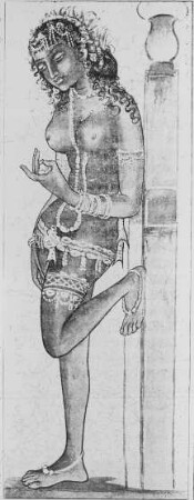 Ajanta (Indien), Felstempel, Fresko, Indische Tänzerin