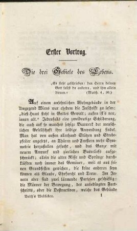 Weltleben und Christenthum : sechs Vorträge, gehalten in der Faste des Jahres 1850 in der Pfarrkirche am Hof ; nebst einigen Zugaben