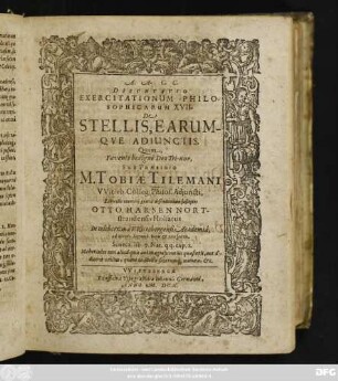 Disputatio Exercitationum Philosophicarum XVII. De Stellis, Earumque Adiunctis