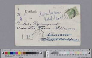 Postkarte an Franz Stuhlmann