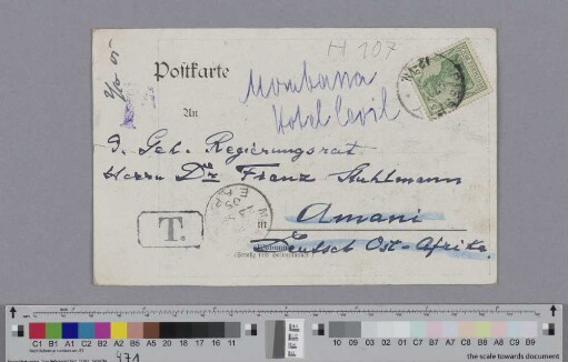Postkarte an Franz Stuhlmann