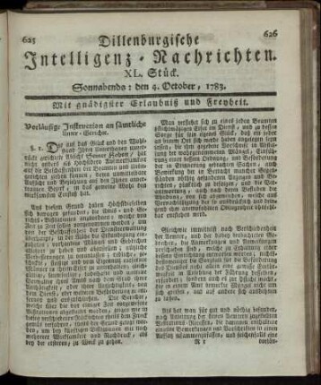 XL. Stück. Sonnabends: den 4. October, 1783.