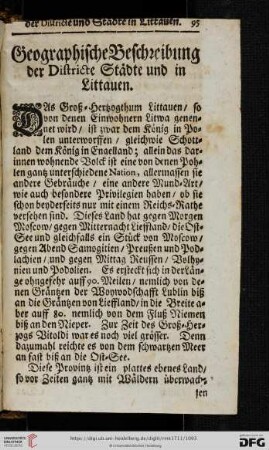 Geographische Beschreibung der Districte Städte und in Littauen