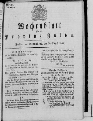 Nr. 35, Ausgabe vom 30. August 1834