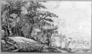 Weg in den Wald (Dorf im Hintergrund) - Nr. 12 einer Folge Dorfansichten