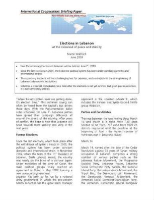 Elections in Lebanon : at the crossroad of peace and stability