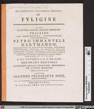 Dissertatio Sollemnis Medica De Fvligine