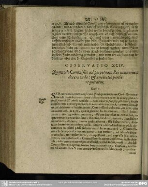 Observatio XCIV. Quomodo Commißio ad perpetuam Rei memoriam decernenda: & ancitatio partis requiratur