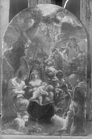 Die Heilige Familie mit dem Johannesknaben und Engeln