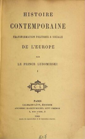 Histoire contemporaine : transformation politique & sociale de l'Europe, 1. L'Europe de 1850