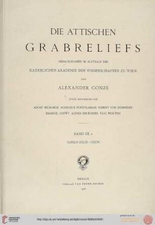 Band III, Tafeln 1: Die attischen Grabreliefs