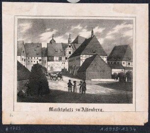Der Marktplatz in Altenberg (sächsisches Erzgebirge), (aus: Sachsens Kirchengalerie, 1840)