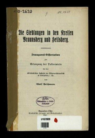 Die Siedlungen in den Kreisen Braunsberg und Heilsberg