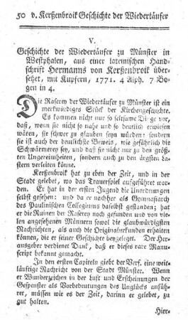 Geschichte der Wiedertäufer zu Münster.