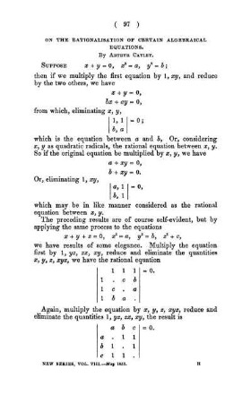 On the rationalisation of certain algebraical equations.