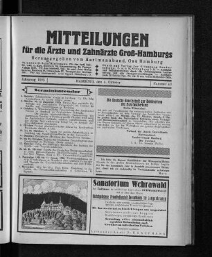 Jahrgang 1925, Hamburg, den 4. Oktober, Nummer 40