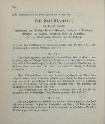 48. Ausführungsgesetz zum Handelsgesetzbuch