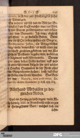Allerhand Medaillen zu dergleichen Reden.