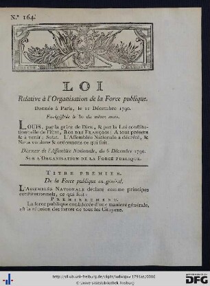 Loi Relative à l'Organisation de la Force publique.