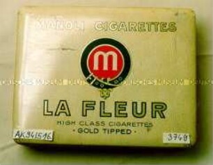 Blechdose für 100 Stück "MANOLI CIGARETTES M La FLEUR HIGH CLASS CIGARETTES GOLD TIPPED"