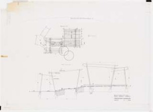 Bundesgartenschau 1971, Köln: Wassergarten Pergola Schnitt 1:20 und Draufsicht 1:50