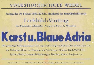 Volkschochschule Wedel. Karst u. Blaue Adria