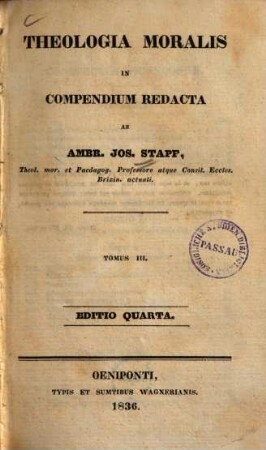 Theologia moralis in compendium redacta. 3