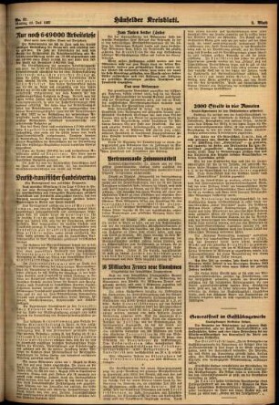 Zweite Ausgabe vom Montag, den 12. Juli 1937.