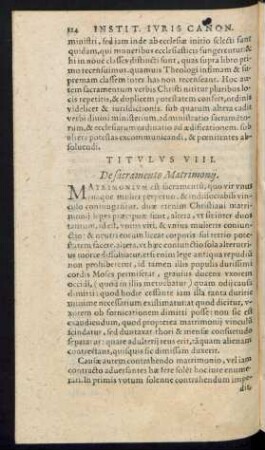 Titulus VIII. De sacramento Matrimonii.