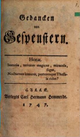 Gedancken von Gespenstern