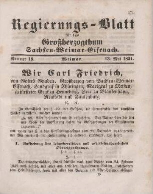 Nr. 19 : 13. Mai 1851