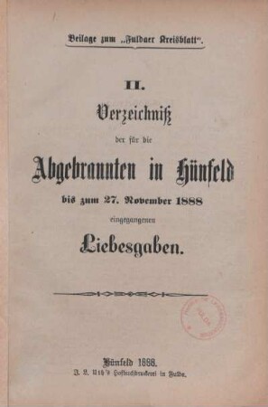 2: Bis zum 27. November 1888