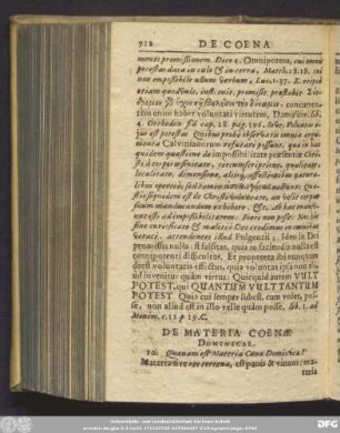 De Materia Coenae Dominicae.