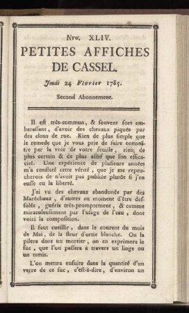 No XLIV (Jeudi 24 Février 1785)