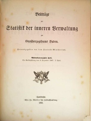 Beiträge zur Statistik der inneren Verwaltung des Grossherzogthums Baden. 28. 1868