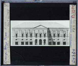 Vicenza, Palazzo Thiene,Bertotti Scamozzi, Rekonstruktion des Pal. Thiene (Druck) : Rekonstruktionszeichnung