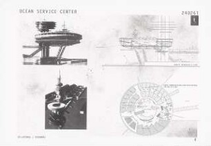 Ocean-Service-Center, Hamburg Schinkelwettbewerb 1989: Modellansichten Schnitt, Grundriss 1:200