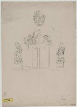 Freiberg, Dom, Schwesterngruft, Portal, Ansicht : Freiberg, Dom, Schwesterngruft, Portal, Ansicht, Eduard Heuchler, 1863. Bleistift/Papier. 47,7 x 34 cm. Bez.: "1863 Freiberg" (Bleistift); Blattrückseite: "Aus R. Steches Nachlass" (Stempel) und "Heuchler!" (Bleistift).