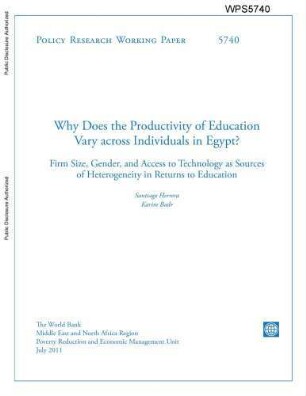 Why does the productivity of education vary across individuals in Egypt? : firm size, gender, and access to technology as sources of heterogeneity in returns to education