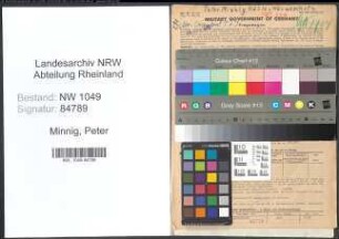 Entnazifizierung Peter Minnig , geb. 11.06.1902 (Klempner)