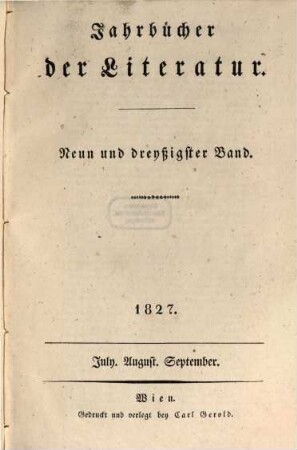 Jahrbücher der Literatur. 39. 1827