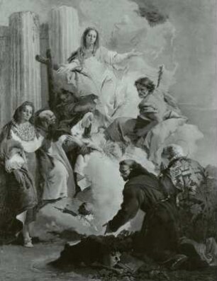 Immaculata mit sechs Heiligen: Joseph Ludwig, Petrus von Alcantara, Theresa, Franz von Assisi und Philippus Neri