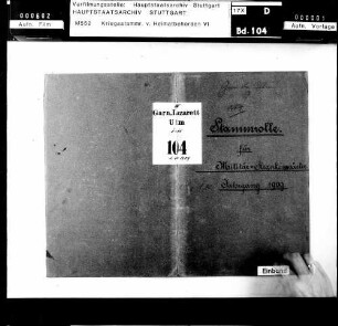Friedensstammrolle des Garnisonslazaretts Ulm - Militärkrankenwärter des Jahrgangs 1909