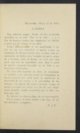 [Carta á Karma desde P. y C.]
