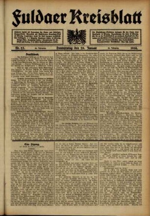 Ausgabe vom Donnerstag, den 29. Januar 1914.