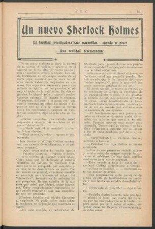 Un nuevo Sherlock Holmes : La facultad investigadora hace maravillas... cuando se posee... una realidad descalabrante