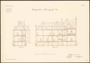 Amtsgericht und Gefängnis, Wernigerode: Längsschnitt, Querschnitt 1:100