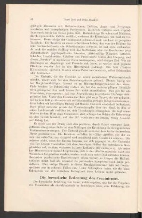 Die forensische Bedeutung des Cocainismus.