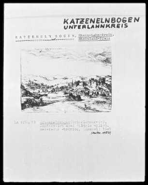 Ansicht von Katzenelnbogen aus Wilhelm Dilich, Hessische Chronica, Kassel